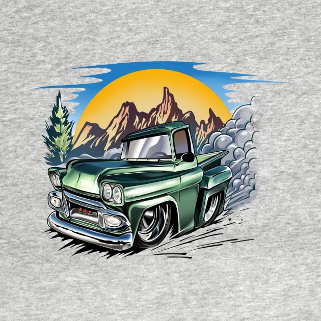 Lowrider Green Vintage Pickup Truck by Aiqkids Design